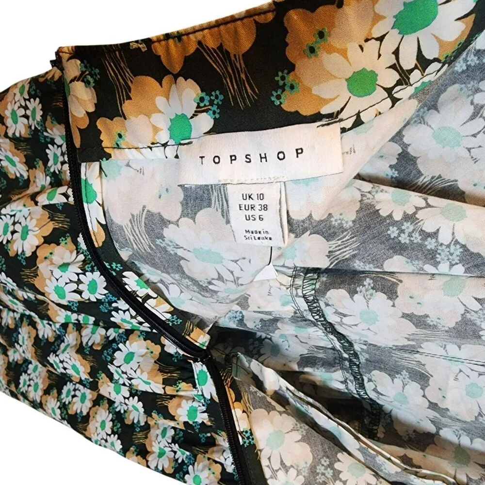 Topshop US‎ 6 Daisy Floral Cutout Maxi Dress Black/Green – NWT